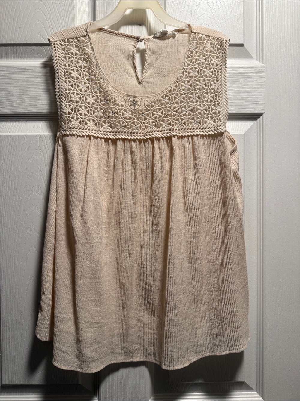 mine Cream Crochet Yoke Tank Top